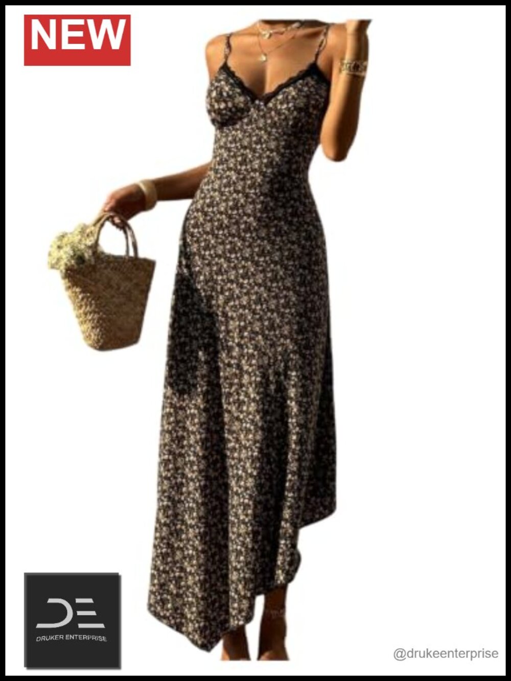 Verdusa Women's Boho Lace Floral Asymmetrical Flowy Maxi Dress